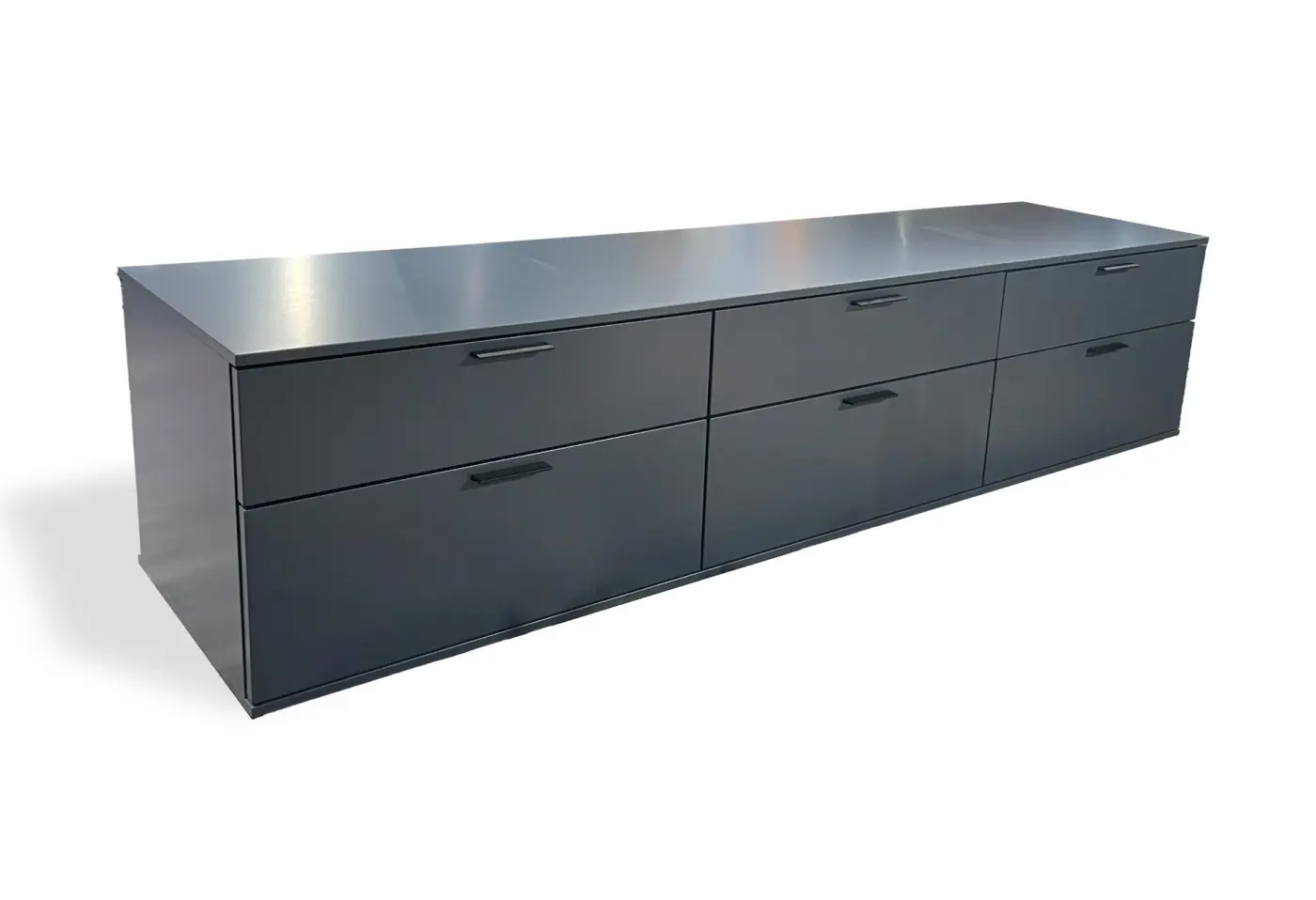 Sideboard MR Kara System Lack Atlantikblau matt, Griff H7 schwarz matt von Musterring ca. 225x49,7x49,2cm