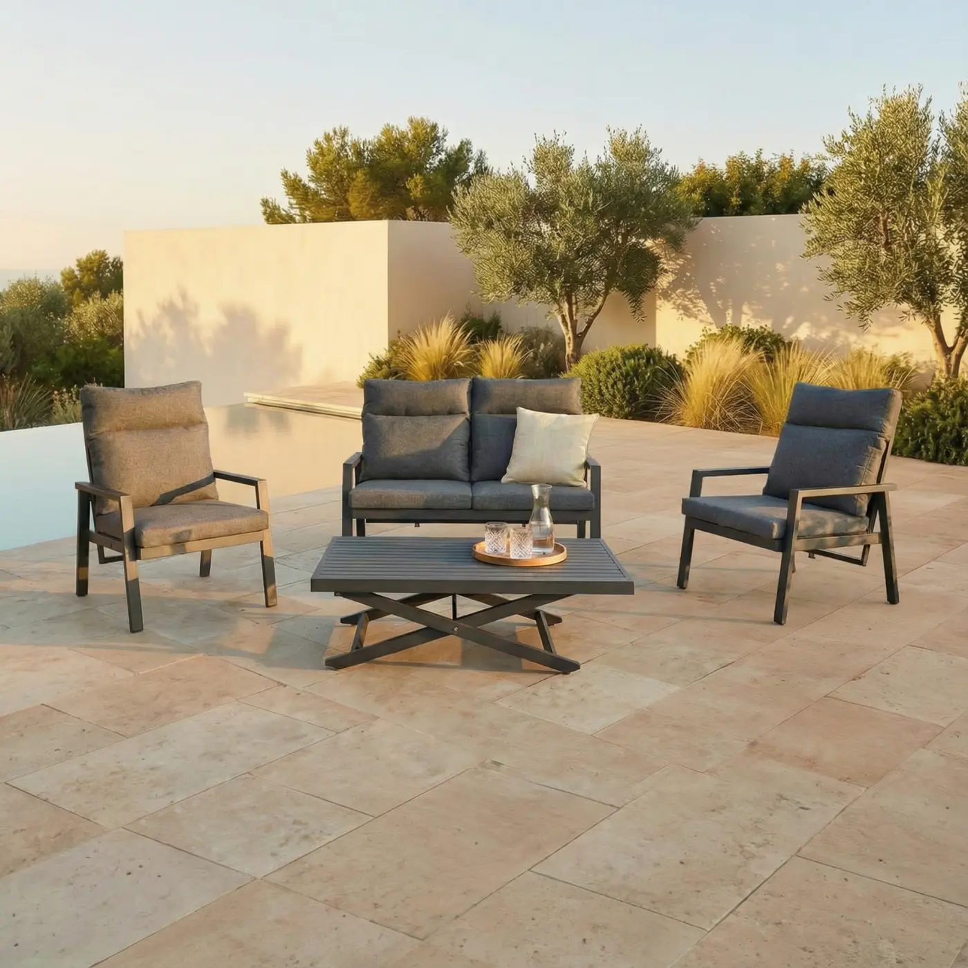 Lounge 24869.. Anthrazit 100 % Polypropylen Textilgewebe