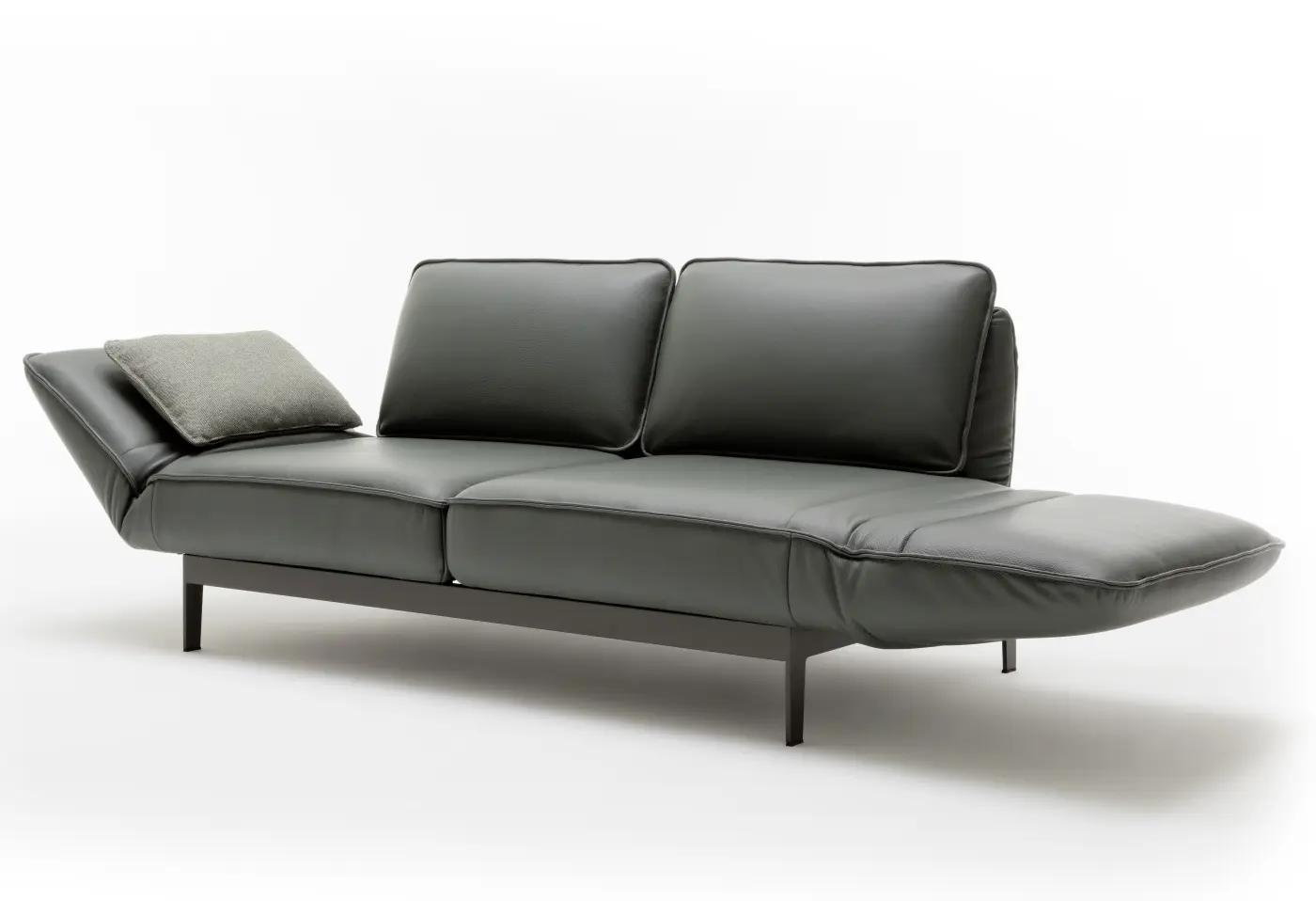 Polstergarnitur 386 Mera mittel grüngrau von Rolf Benz Leder 38.106 ca. 200x82x92cm