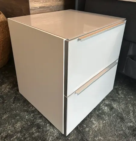 Nachttisch-Set 23732.. Polarweiss, Seidengrau Glas