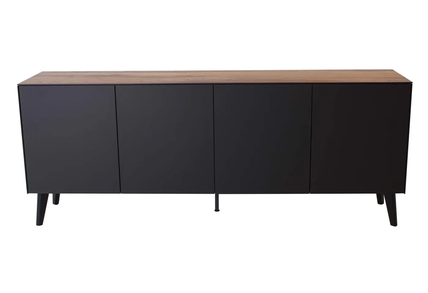 Sideboard 16923.4.. Korpus: Designprägefurnier Ast-Eiche Natureffekt lackiert, Türen: Linoleum schwarz ca. 200x43x60cm