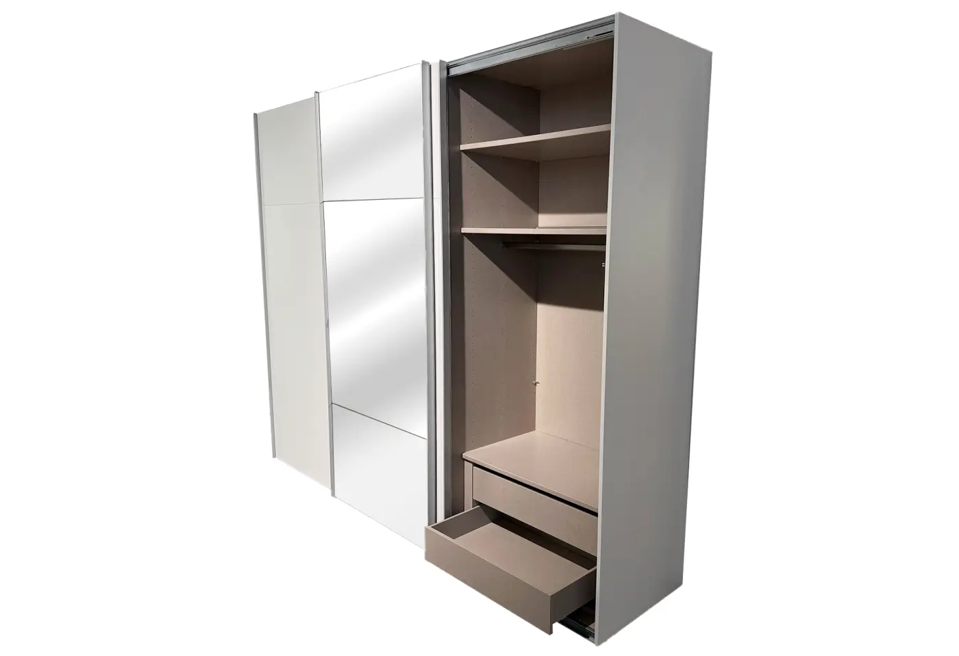 Schwebetürenschrank Sarn Alpinweiss/Kristallspiegel ca. 271x223x68cm