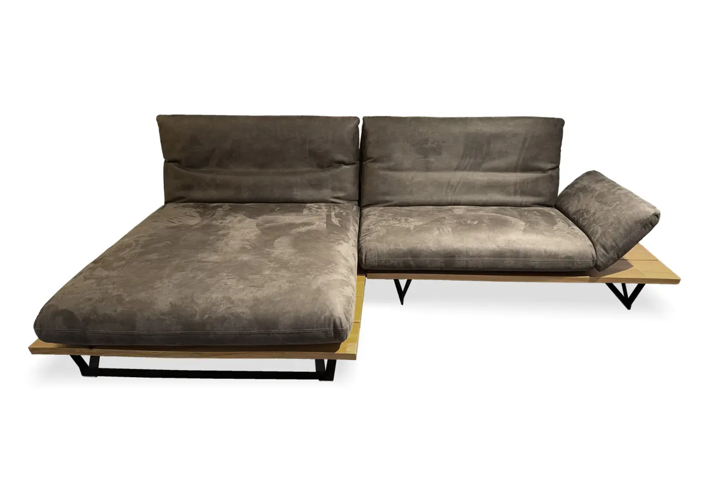 Polstergarnitur Malta Braun von Koinor Microfaser in Nubuk Lederoptik Wildeiche massiv geölt ca. 160x292cm