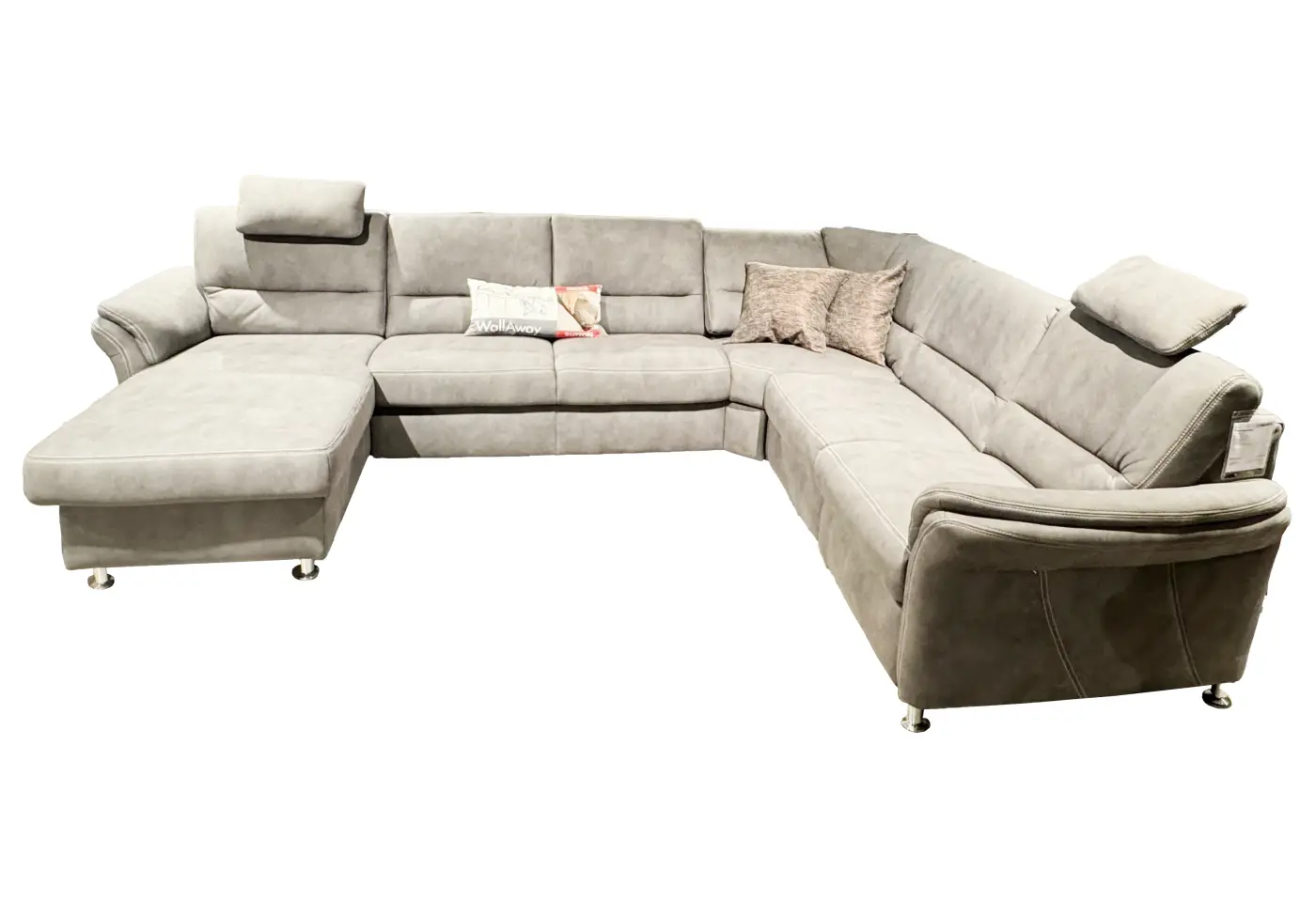 Polstergarnitur Dallenwil grau Stoff ca. 262x330x173cm