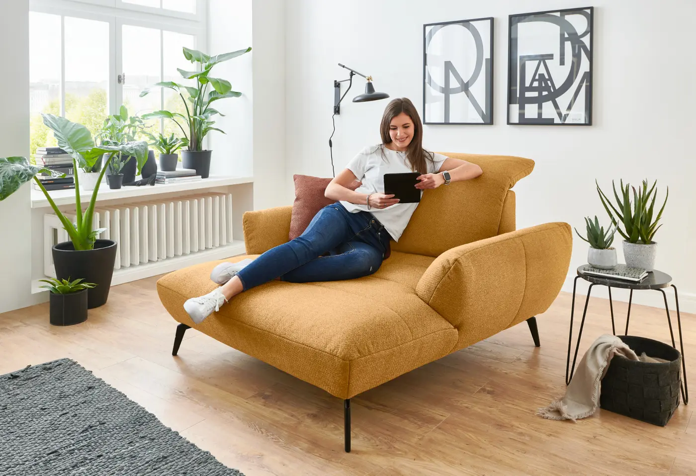 Loveseat Seiry Portofino mustard ca. 139x160cm