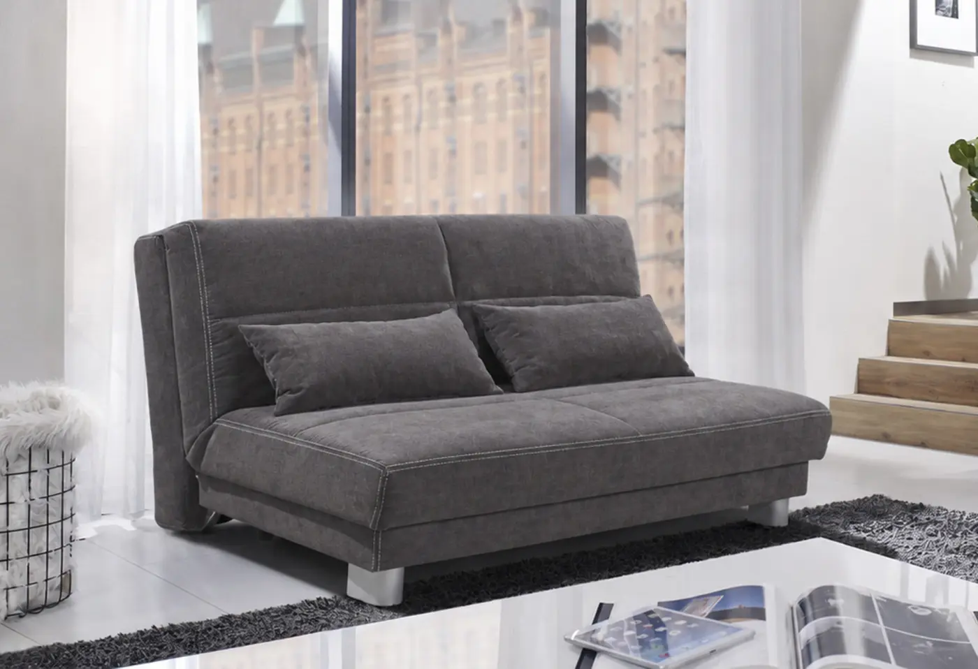 Schlafsofa Gordola Graphite Stoff Enjoy ca. 140x195 cmcm
