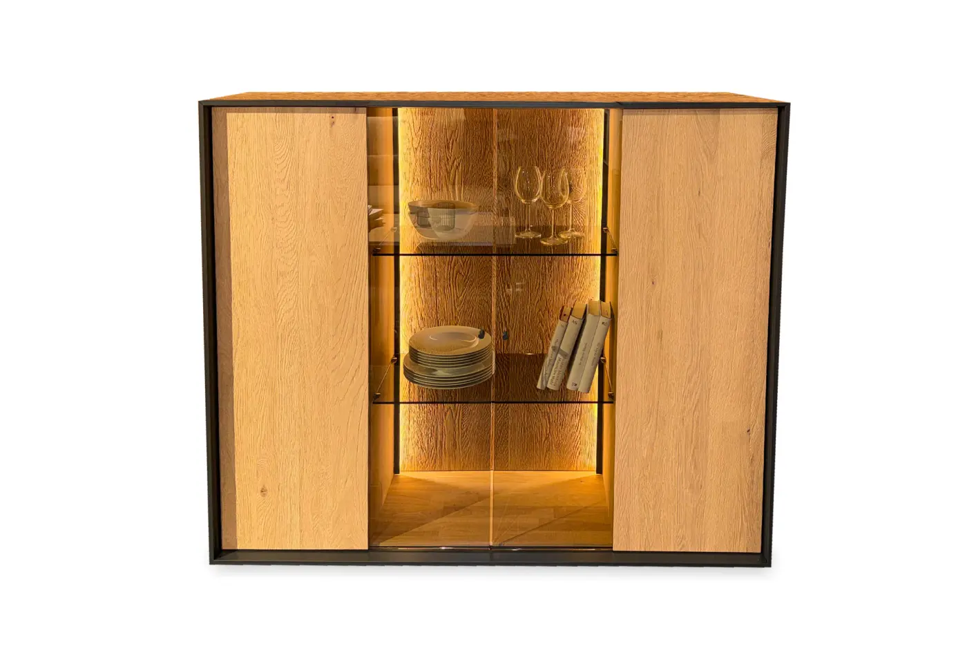 Highboard Yola 8590 von Schöner Wohnen Kerneiche natur massiv Oberfläche sandgestrahlt ca. 135x117cm