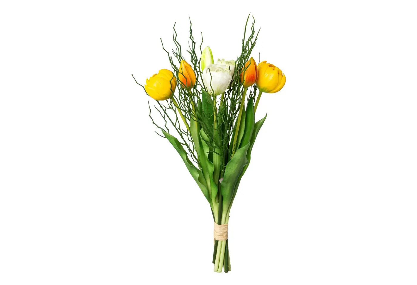Tulpenbund gefüllt 43cm, gelb mix Orange, Gelb, Grün Kunststoff ca. 43cm