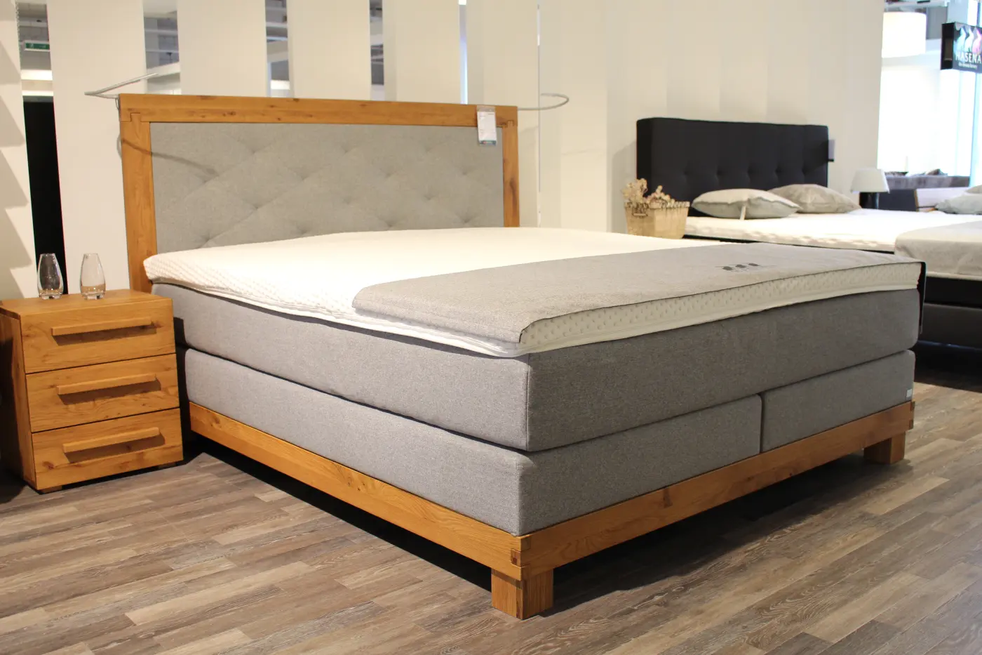 Boxspring-Bett 19653.. Stoff Kitana grigio ca. 180x200cm