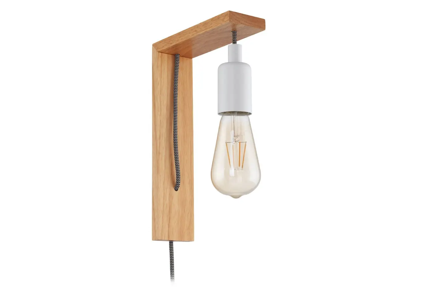 Wandleuchte 14256.. Braun, Weiss Holz Rubberwood, Stahl ca. 6x27,5cm