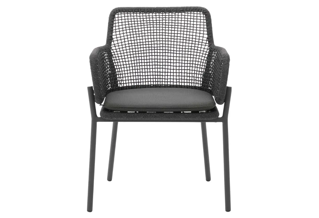 Armlehnstuhl 20688 Seiten und Rücken Kordelflechtung grau ca. 60x83x65cm