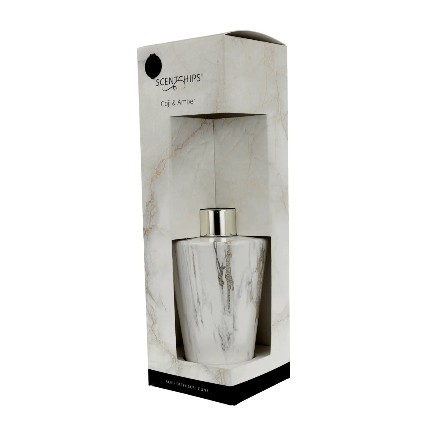 Diffuser 200ml Toilette Goji&Amber Weiss, Gold Glas, Rattanstäbchen, Duftöl