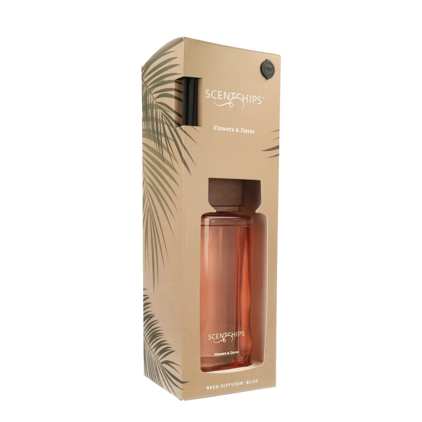 Diffuser 500ml Flowers&Dates Glas, Rattanstäbchen, Duftöl