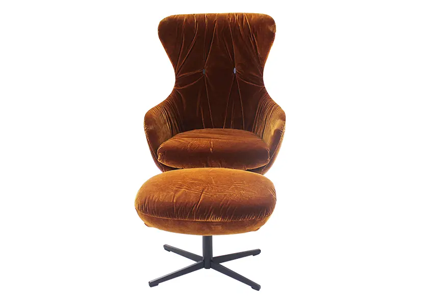 Sessel mit Hocker 20999 kupfer Stoff Genua ca. 79x113x103cm