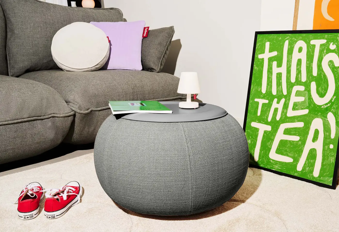 Beistelltisch Humpty Mouse Grey von Fatboy Polyester, Acryl, Stahl ca. 65x43cm