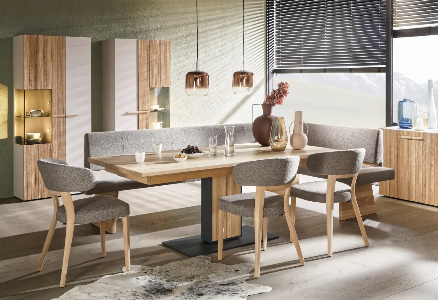 Eckbank Caitara living Umbra von Voglauer Stoff Wildeiche rustico ca. 278x178x88cm