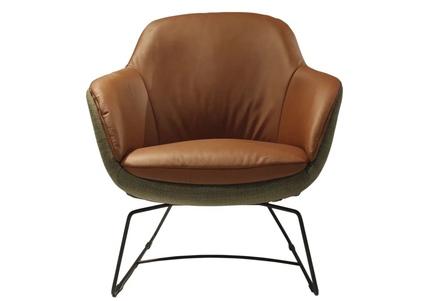 Einzelsessel 19233.. oliv/brandy Stoff/Leder ca. 78x85x80cm