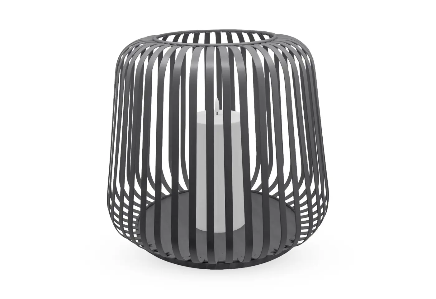 Solar-Laterne 40x35cm, grey, m. Kerze Grau Metall ca. 40x35cm