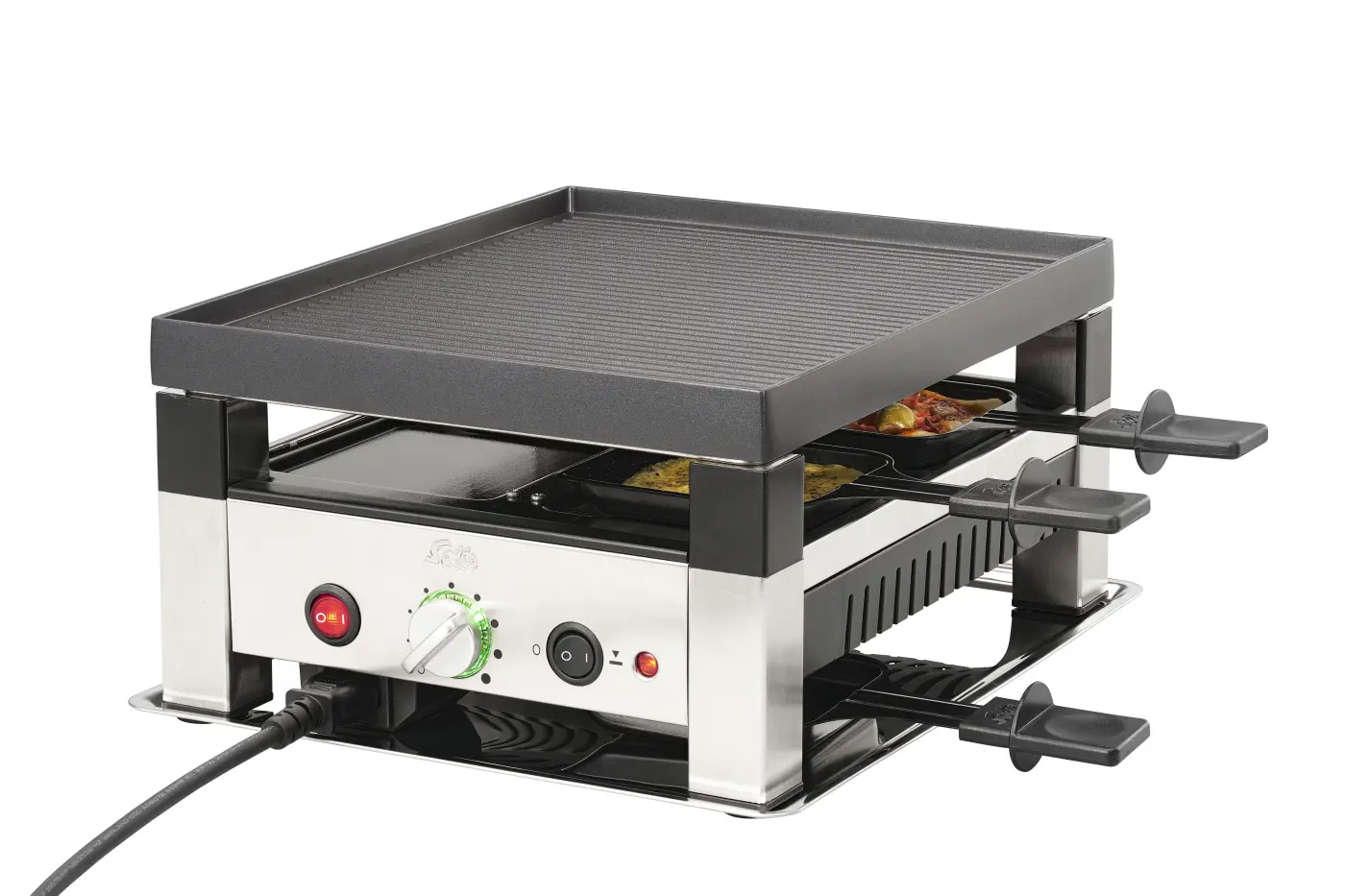Tischgrill 5 in 1 Für 4 Personen Chrom, Schwarz Antihaftbeschichtung ca. 30x27x16cm