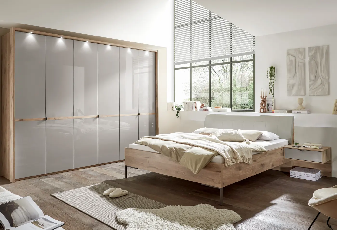 Schlafzimmer Madiswil Glas kieselgrau ca. 306x180x200x220x65cm