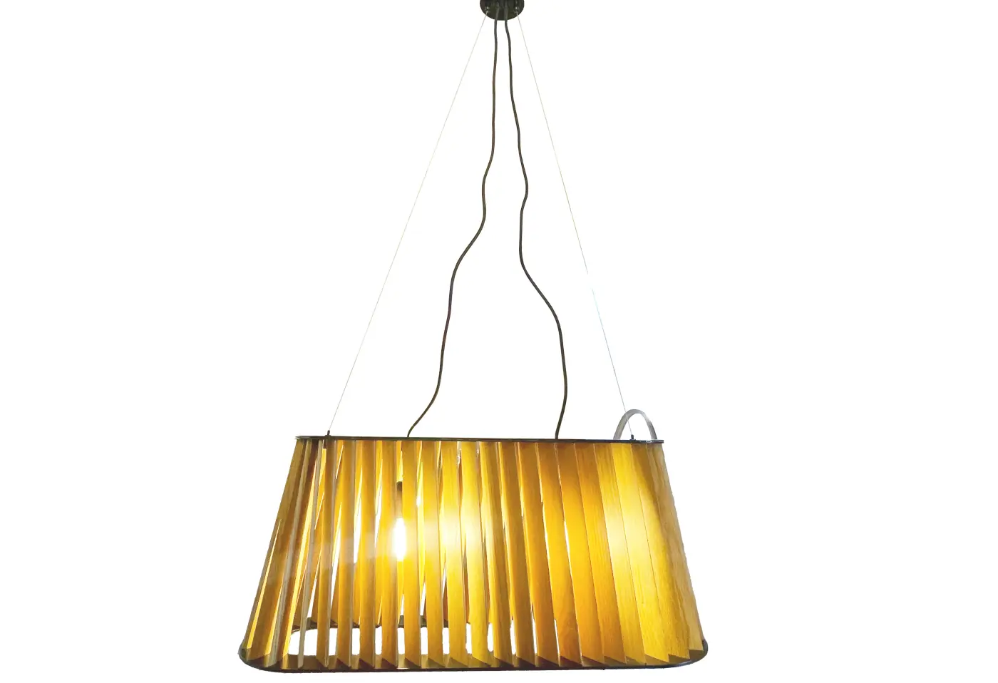 Hängeleuchte Solitär Schwarz, Braun von Voglauer Eiche geölt, Metall ca. 80x183,5x25cm