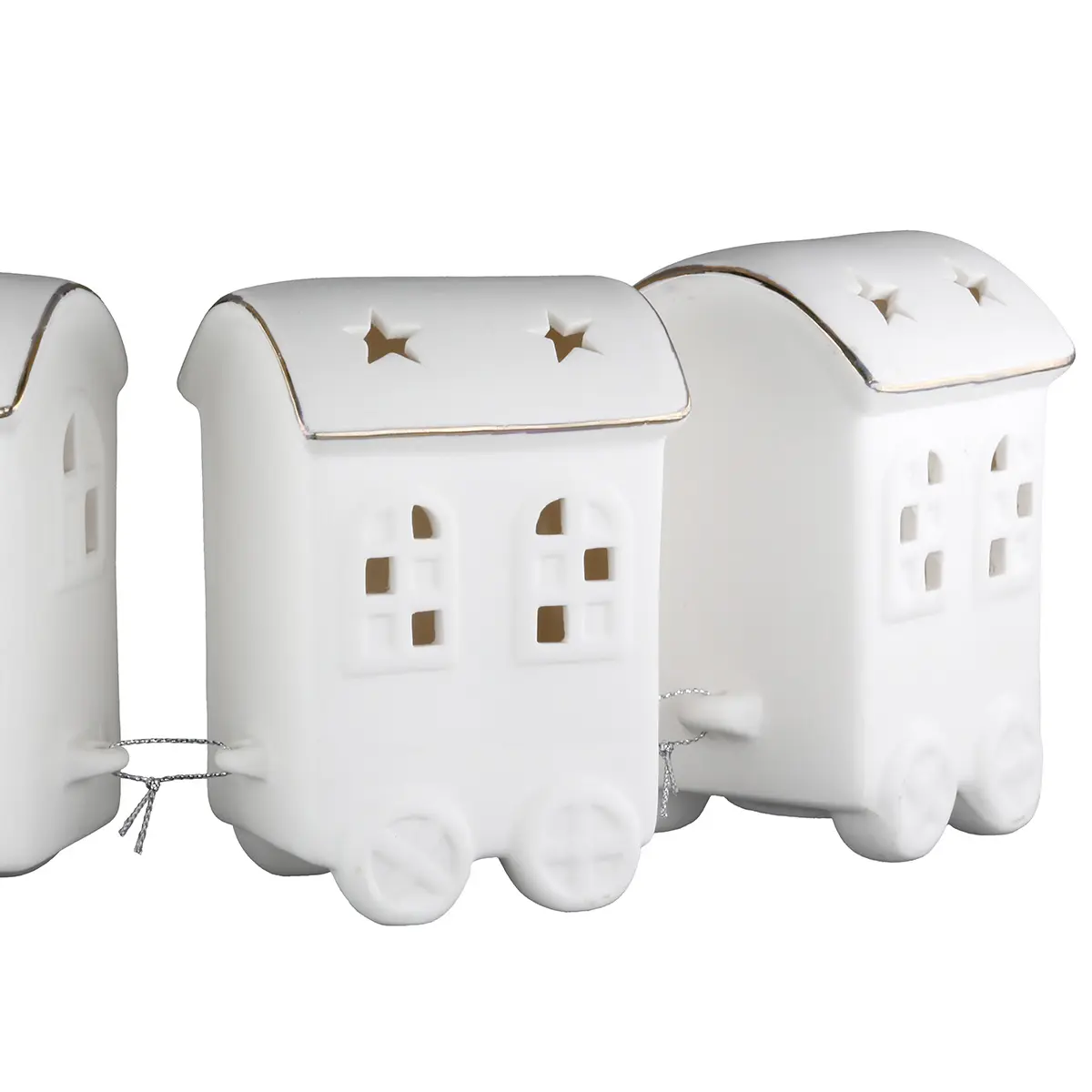 Deko-Eisenbahn, LED, Sternmotiv Winter Dreams, Porzellan, L:6.5, B:30, H:10cm Porzellan ca. 6,5x30x10cm