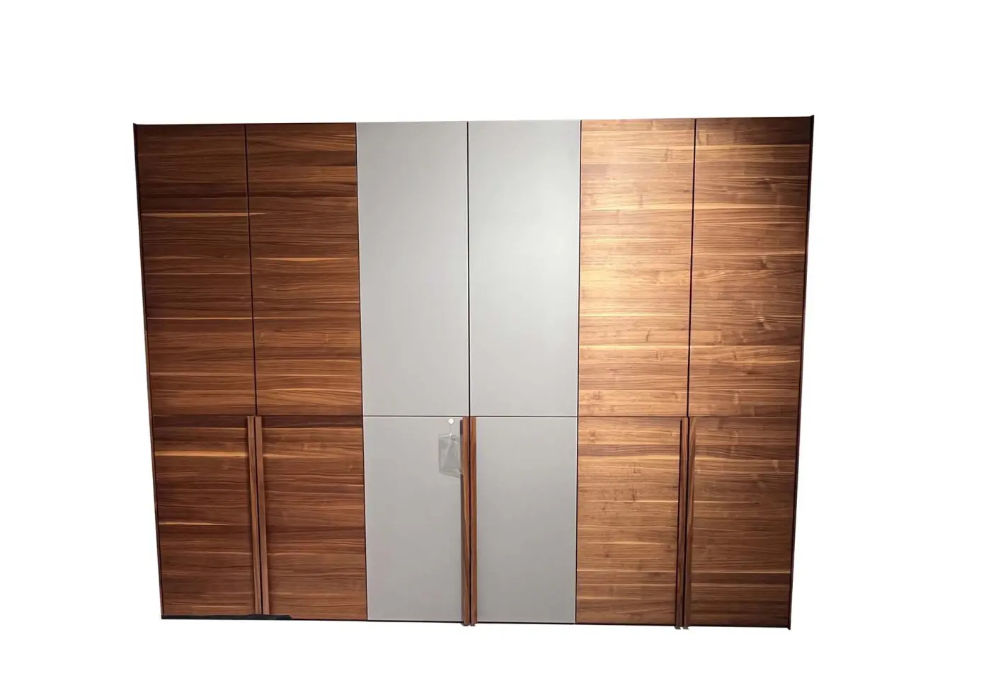 Drehtürenschrank Lunetto von Team 7 Nussbaum Naturöl, Farbglas mittelgrau matt ca. 289,9x226x62,5cm