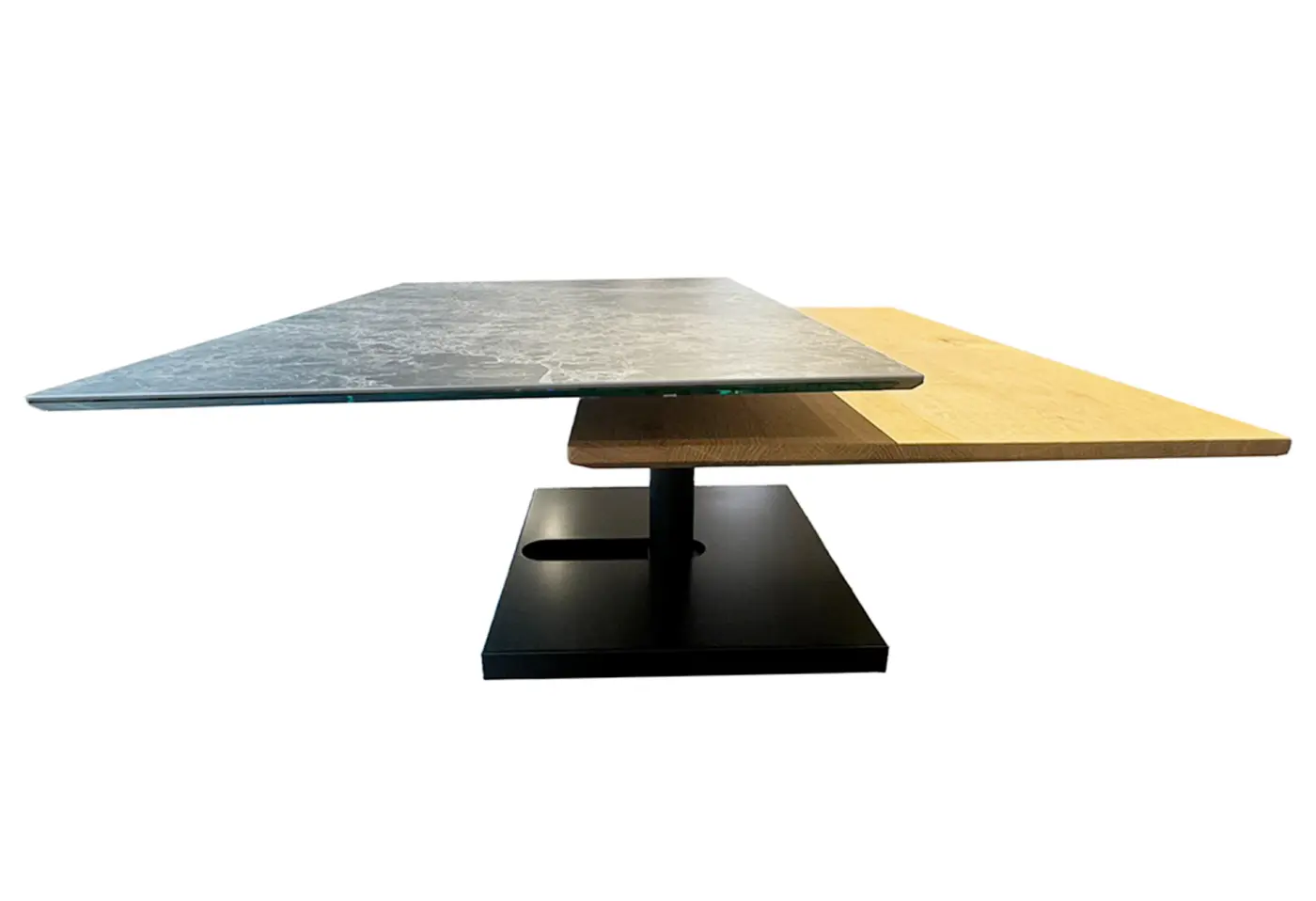 Couchtisch 16331.1 Tischplatte Keramik Marmor dunkel unten Tischplatte Wildeiche natur massiv lackiert ca. 38cm