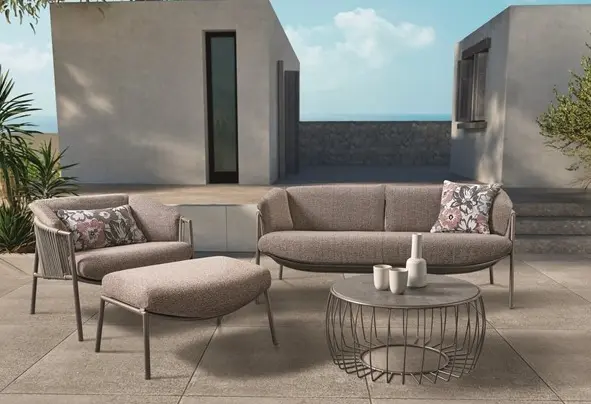 Lounge-Hocker 22009.3 Sand, Mélange rosè 68% Polyacryl, 32% Polyester ca. 76x38x55cm