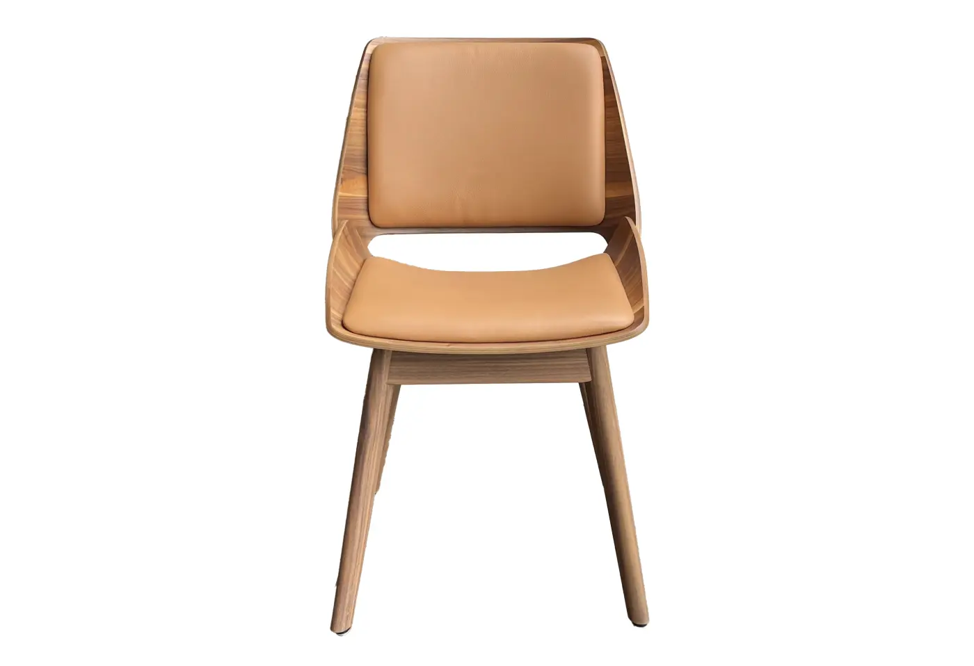 Stuhl 650 von Rolf Benz Formschale / Polster: "Nussbaumoptik" / Leder "cognac" ca. 51x84x58cm