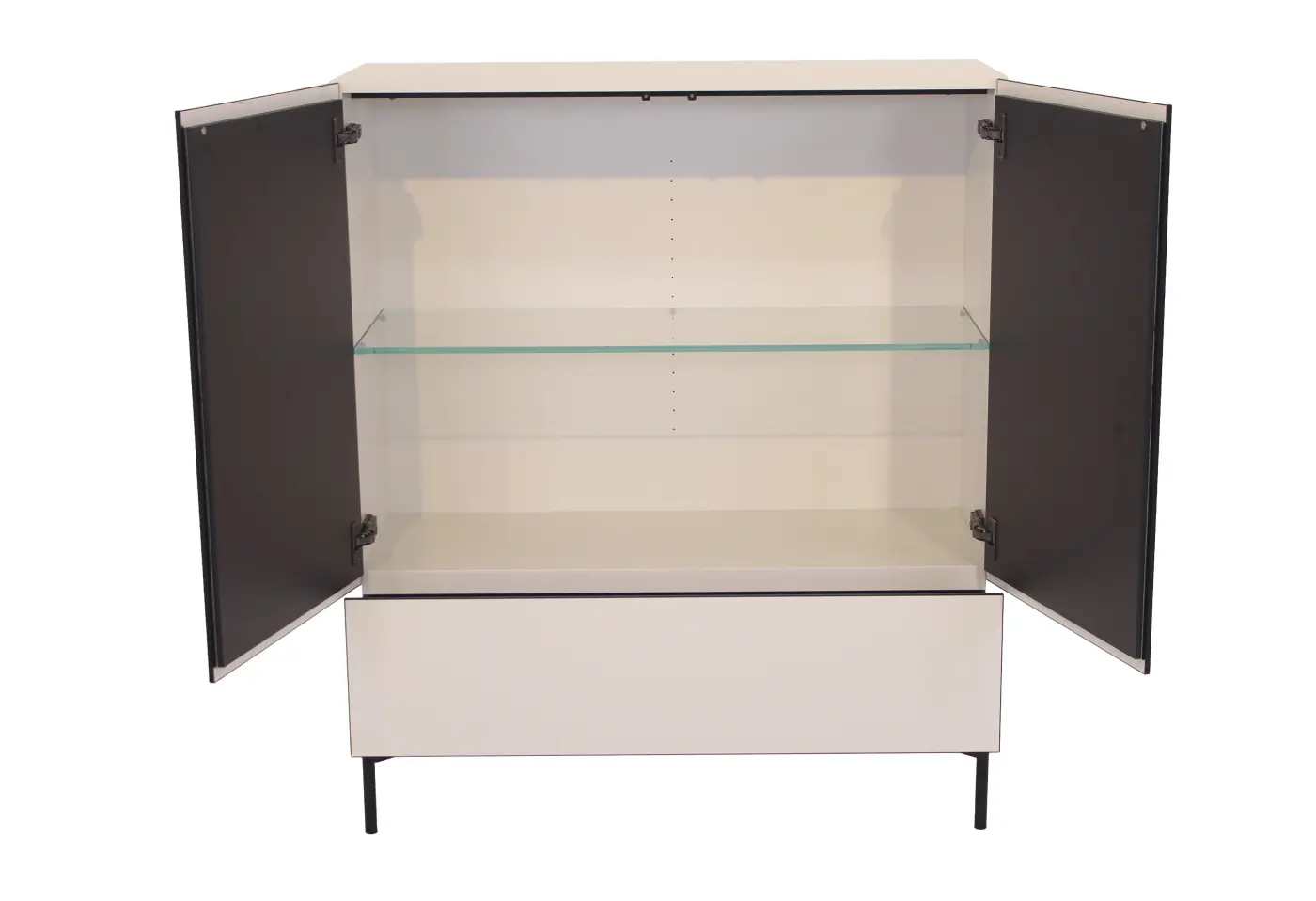 Highboard Case von Kettnaker Drehtüren und Schubkasten innen Melamin schwarz ca. 100x118,4x39cm