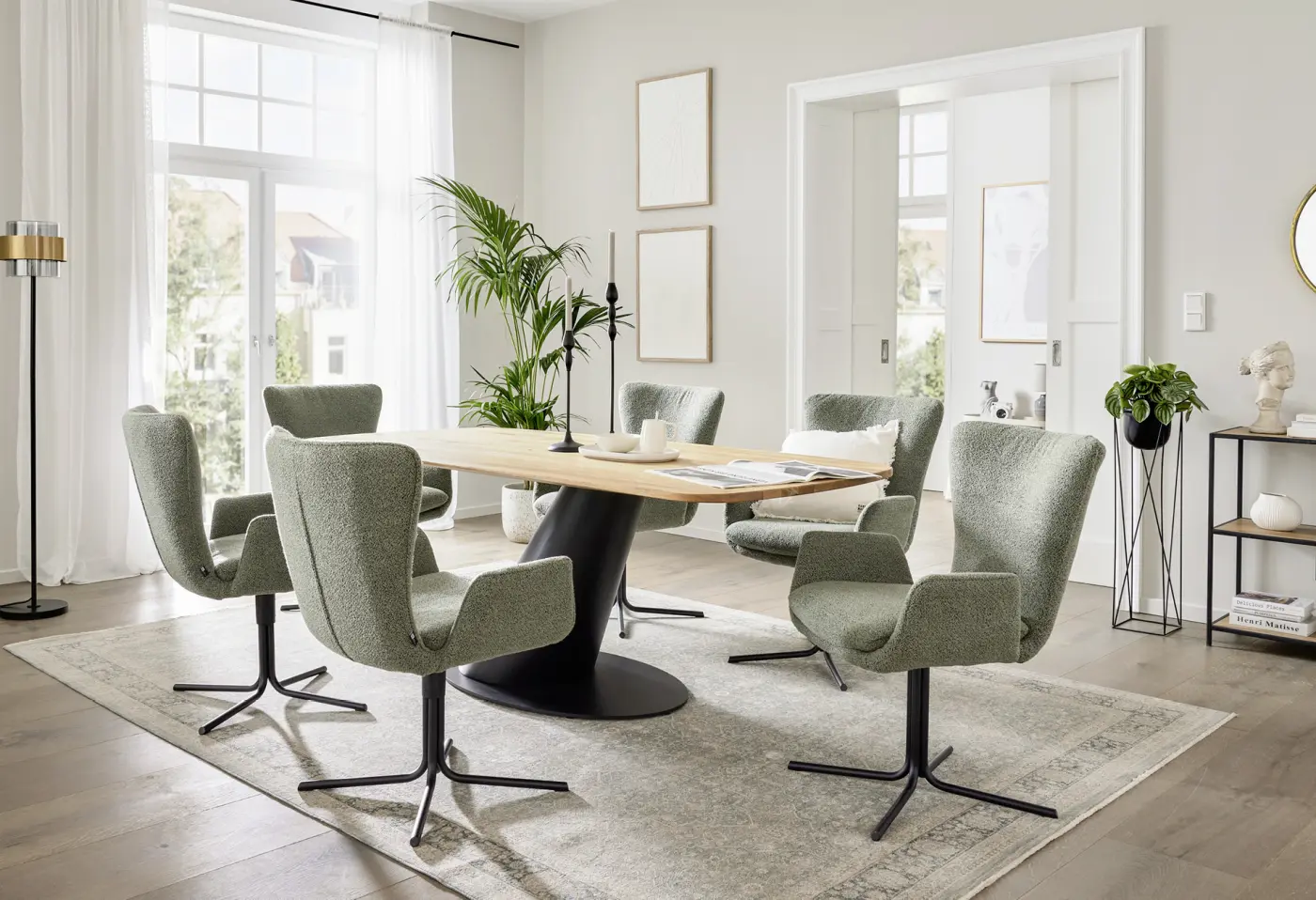 Design-Armlehnstuhl 5121 Alpine thyme von Interliving Boucle ca. 63x89x67cm