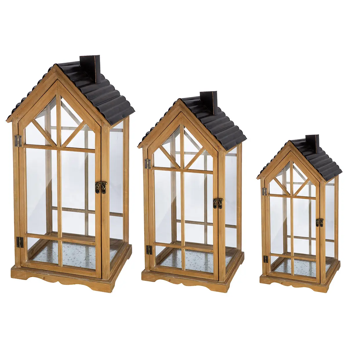 Laterne, Haus, Holz Veluna, 71x34x29cm ca. 34x71x29cm