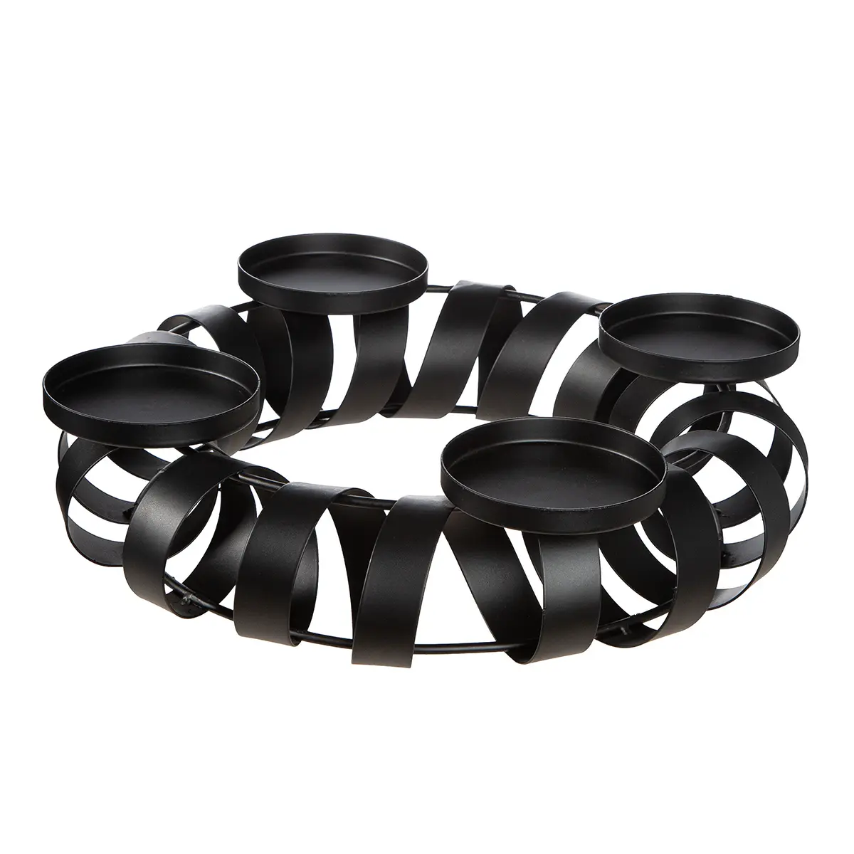 Adventsleuchter, schwarz, rund Twirl, D:36cm, H:9cm Schwarz ca. 36x9cm