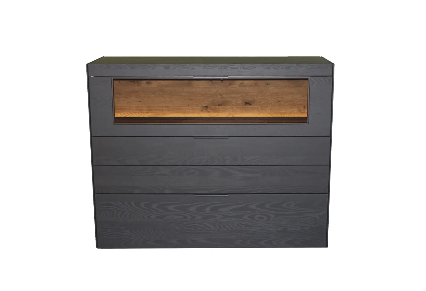 Highboard Yoris von Schöner Wohnen Korpus Eiche anthrazit Kerneiche Umato gebürstet Rückwand Riffeiche ca. 141x115x44cm