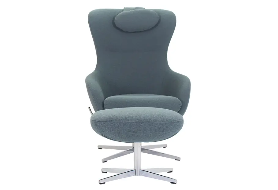 Sessel mit Hocker 9250.1 Stoff Lago lagoon ca. 79x113x103cm