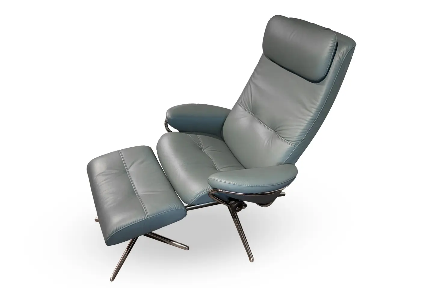 Ruhesessel 20874.. Leder Paloma Teal Blue ca. 46x46cm