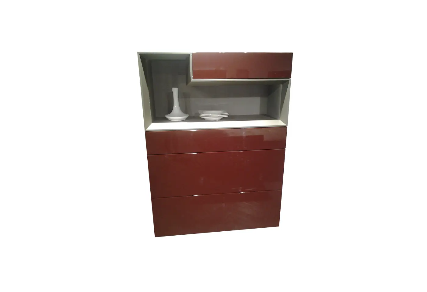 Highboard 9784.2 Lack-Hochglanz-Bordeauxrot ca. 105,6x140,8x45cm
