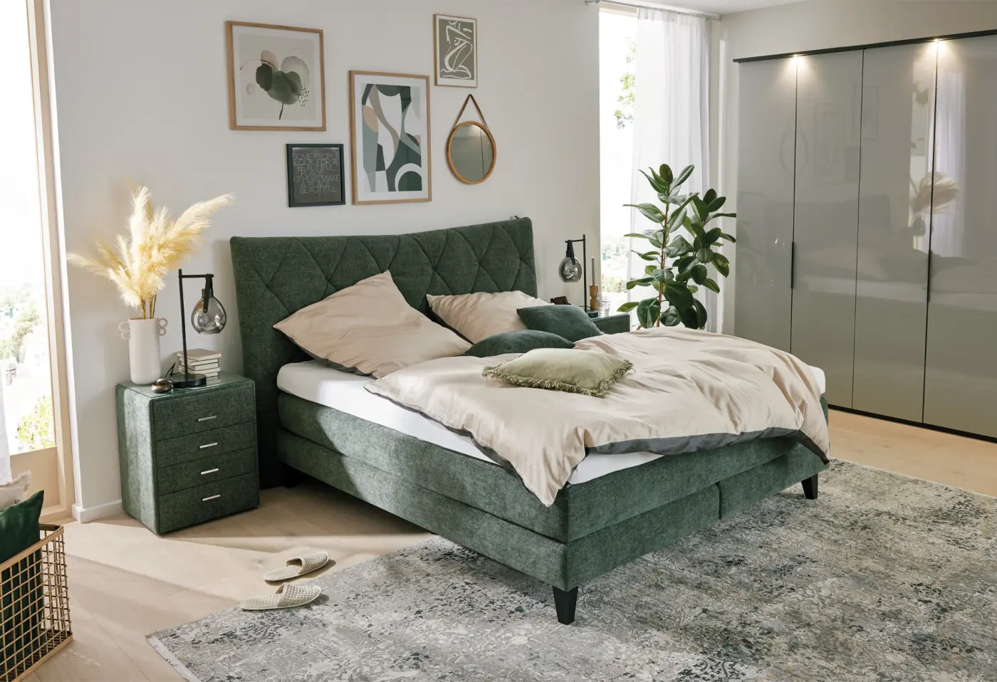 Boxspringbett 1420 Toni moos von Interliving Taschenfederkern ca. 180x200cm