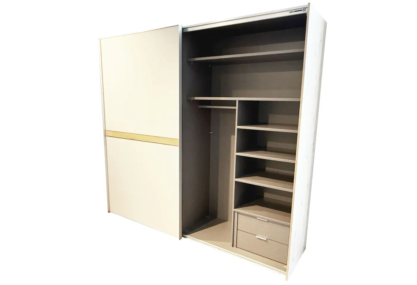 Schwebetürenschrank 12421.10.. Perlaglas ca. 240x223x69cm