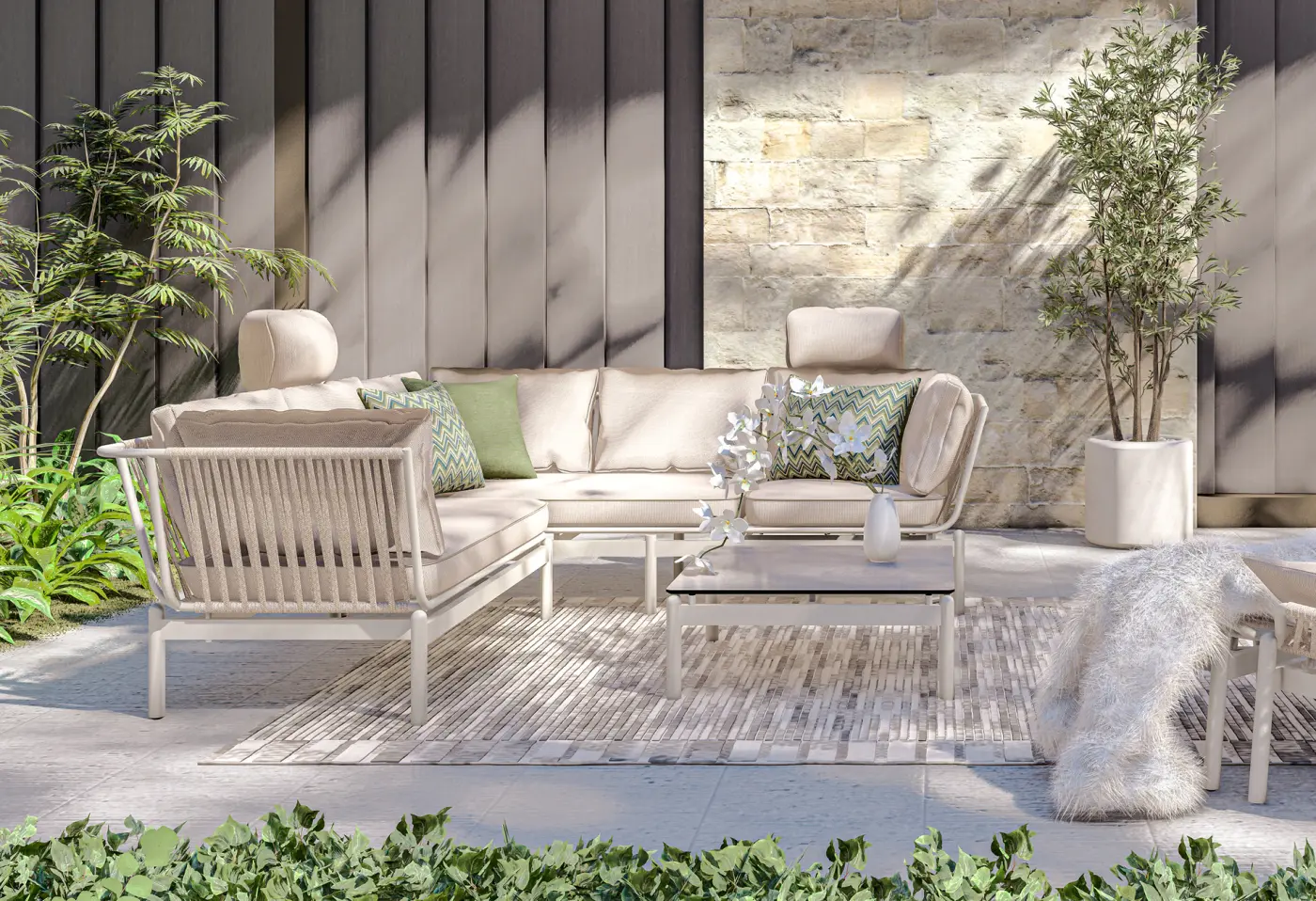 Element Pinarax Sand von Zebra Textilen Batyline / Kissenbezug wasserdicht Rope sahara ca. 220x80x78cm
