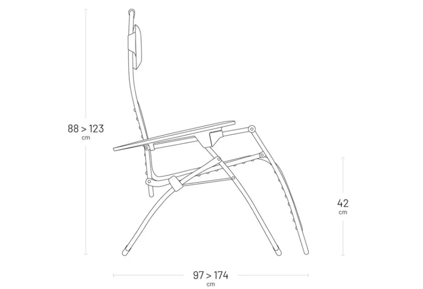 Liegestuhl Futura XL Blau Ocean von Lafuma Batyline ca. 76cm
