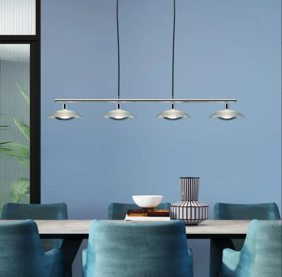 Hängeleuchte 16535 Silber Glas, Stahl ca. 112x150x22cm 