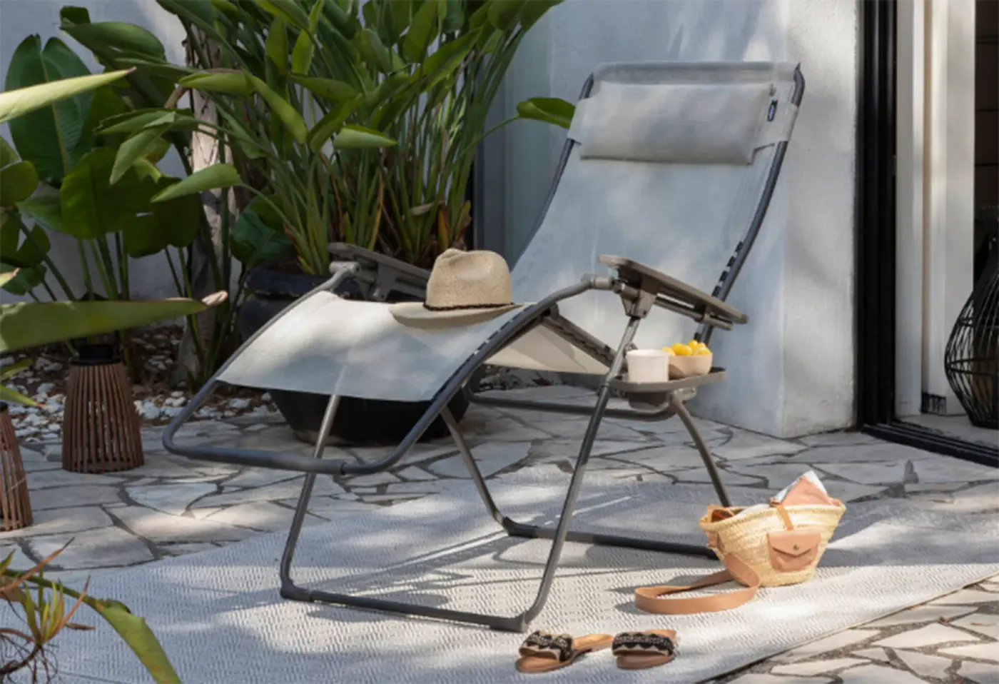 Liegestuhl Futura XL Beige Seigle von Lafuma Batyline ca. 76cm