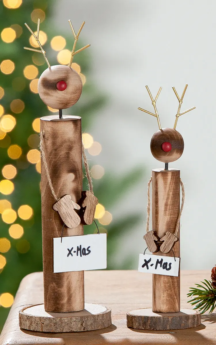 Rentiere 18,5cm X-Mas, naturfarben