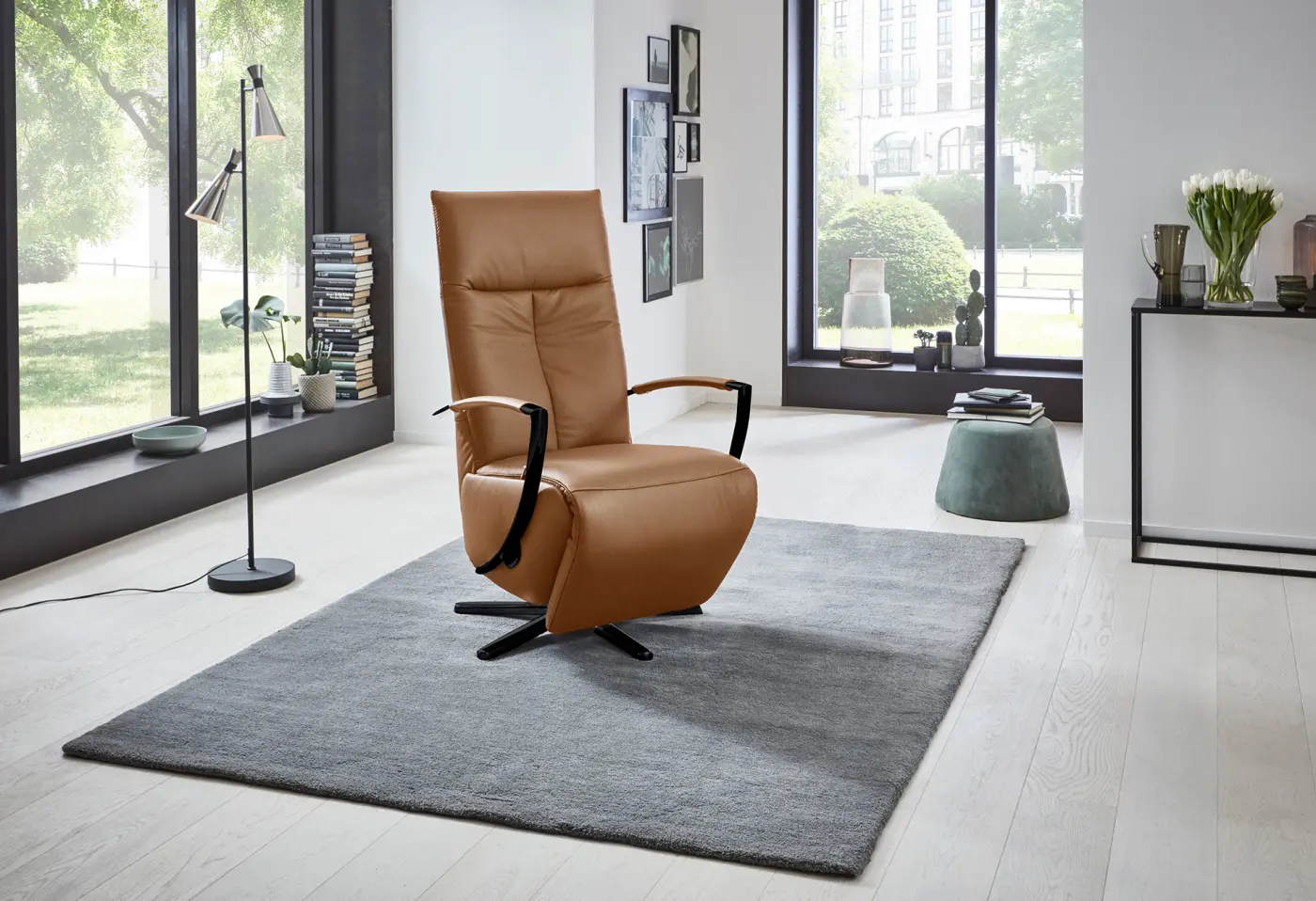 Drehsessel Epagny Leder Evita bourbon ca. 84x80cm