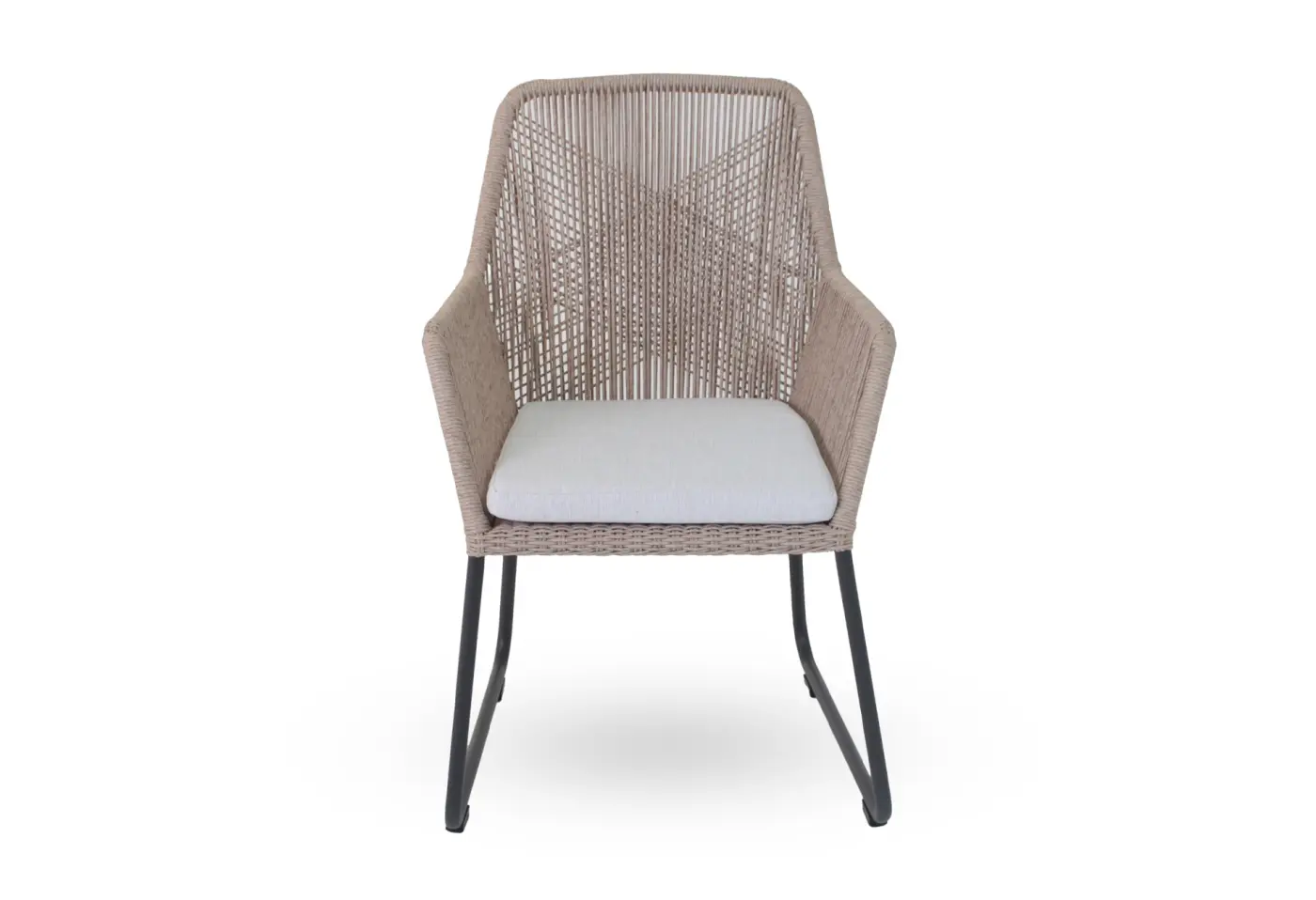 Armlehnsessel 17145.4 Beige Sitzkissen Southend White Geflecht Twisted ca. 61x92x47cm