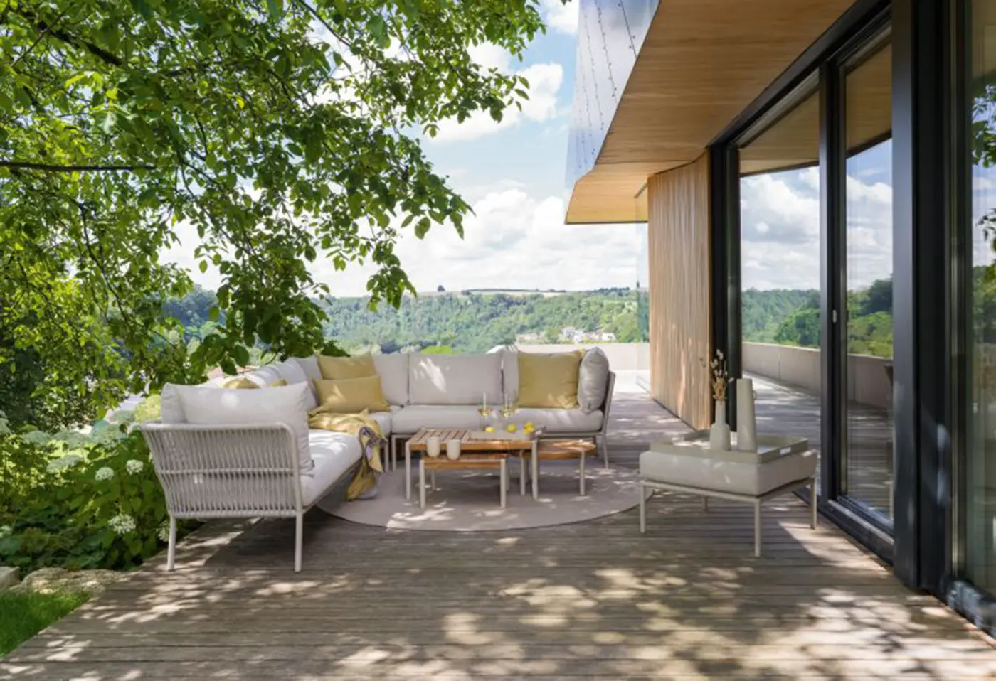 Beistelltisch 23255.2 Aluminium greige Teak ca. 80x60x35cm