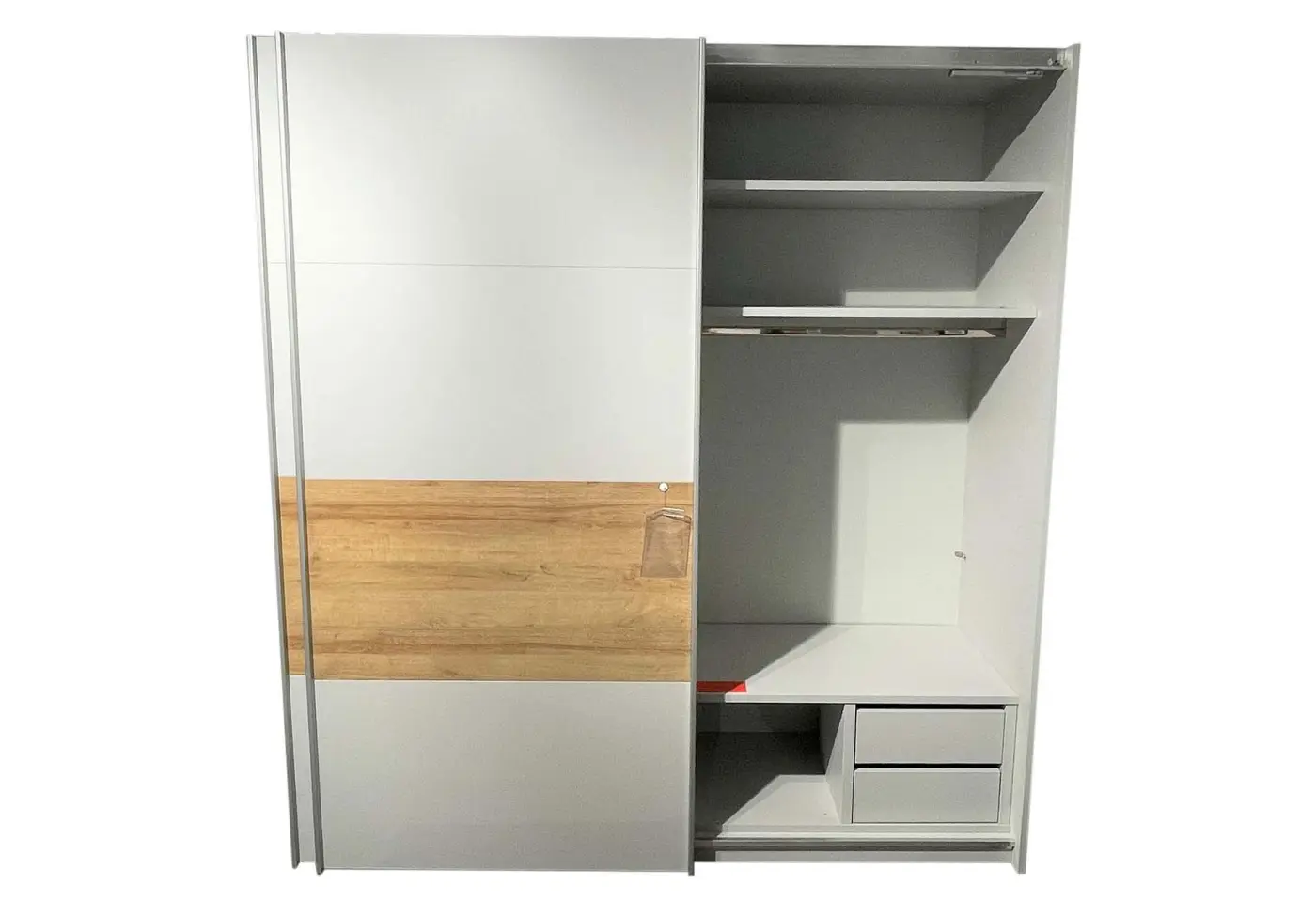 Schrank 6096.1.. Dekor lichtgrau matt, Dekor Natureiche ca. 200x213x68cm