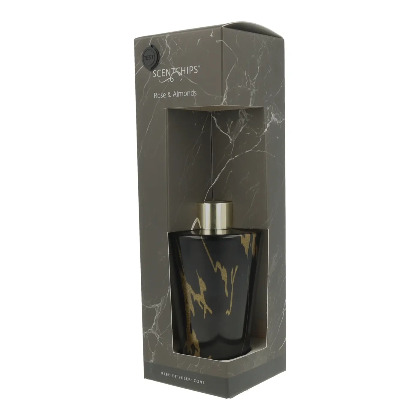 Diffuser 200ml Toilette Rose&Almonds Schwarz, Gold Glas, Duftöl, Rattanstäbchen